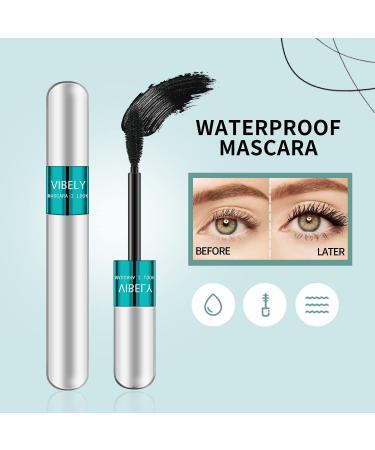 2 Pack Waterproof 2 in 1 Mascara for 5x Longer Lashes - Natural Lengthening & Thickening Effect - No Clumping - Superstrong 4D Silk Fiber Mascara Makeup (2 Pack) - Buy Online on GoSupps.com