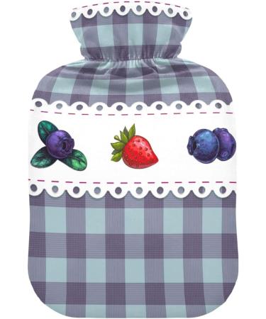 Naanle Plaid Strawberry Blueberry Transparent Hot Water Bottle - 1L Heating Therapy for Bed & Pain Relief | Ideal for Hands & Feet - Buy Online on GoSupps.com