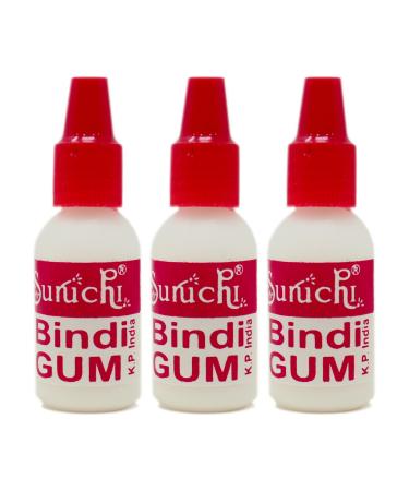 Yogic Mantra Suruchi Bindi Gum (3 Bottles Pack) Indian Bindi Glue for Skin. Temporary Body Glue for Skin Jewelry Jewel Dots Glitter Tattos Gem Stones Rhinestones & Forehead Maang Tikka Glue