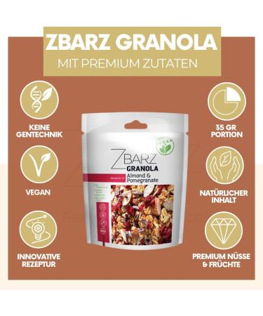  ZBARZ Zbarz Vegan Grain Protein Granola & No Added Sugar (Alammond Pomegranate 200g) - Keto Knusper Muesli Breakfast for Weight Loss and Workout - Crunchy Cereal Made from - Buy Online on GoSupps.com