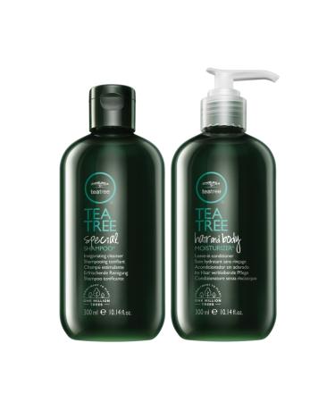 Tea Tree Hair and Body Moisturizer Leave-In Conditioner Body Lotion After-Shave Cream For All Hair + Skin Types 10.14 Fl Oz (Pack of 2)