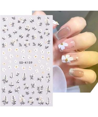 Nail Ticker Self-Adhesive 5D Nail Art Stickers - 4 Sheets of Floral Designs for DIY Nail Decoration - Buy Online on GoSupps.com