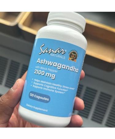 Sanar Naturals Ashwagandha 2,100 mg - Stress & Mood Support Supplement - Promotes Focus and Sustained Energy, Ashwaghanda Powder and Root Extract Blend with Black Pepper - Non-GMO, 120 Capsules - Buy Online on GoSupps.com