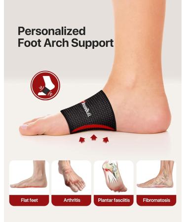 ZooNut Copper Arch Support Bands (2 Count) - Plantar Fasciitis Relief Brace for Flat Feet - Sturdy Foot Pain Relief Sleeve (Black) - Buy Online on GoSupps.com