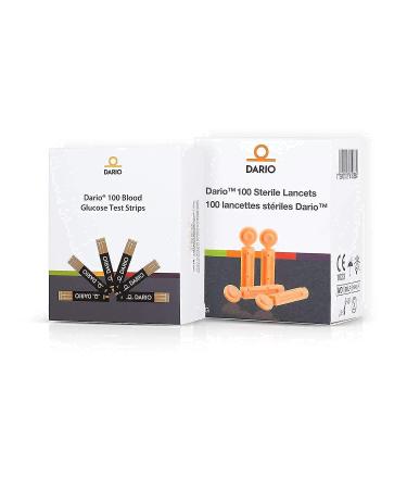 Dario Test Strips and Lancets Bundle Set (100 of Each) for Your Dario Blood Sugar Level Smart Monitoring Kit for Diabetes Care Bundle & Save On Supplies