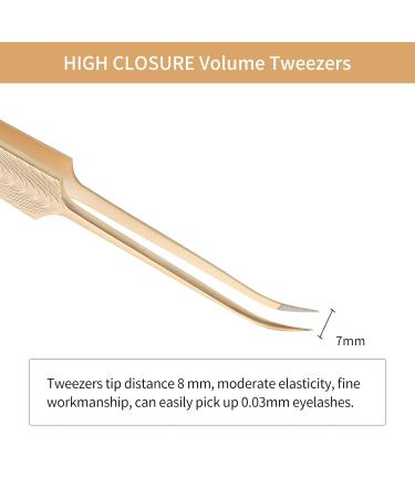 Lash Extension Tweezers: Fiber Tip, Professional Artist Tech Kit for Volume Eyelash Extensions - Golden Fine Tweezers - Buy Online on GoSupps.com