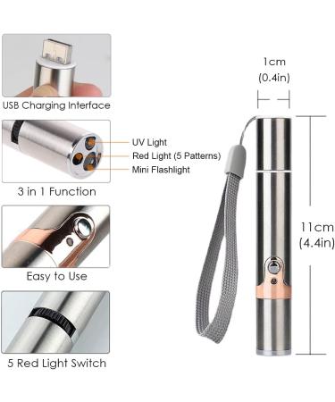 PUTEKCO Cat Chaser Toys Interactive Teaser Wand USB Rechargeable Upgrade 3 in 1 Function include Flashlight and UV Light Multi-Pattern Funny Pet Command Pet Training Exercise Tool for Cat Dog - Buy Online on GoSupps.com