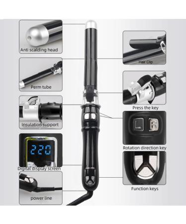Automatic Rotating Hair Curler 28mm Curling Tongs Fast Heating Ceramic Barrel Adjustable Temperature 100-220 Timer with LCD Display Auto Off Grey - Buy Online on GoSupps.com