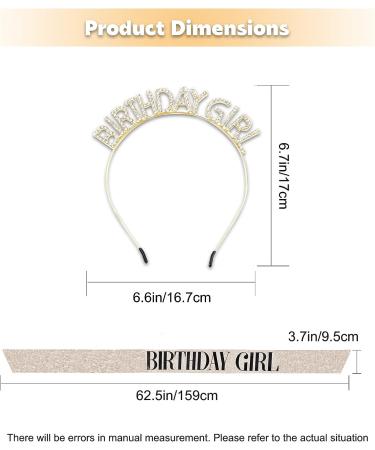 Golden Birthday Crown & Sash Set for Women | Rhinestone Tiara Headband | Princess Girl's Party Accessory - Buy Online on GoSupps.com