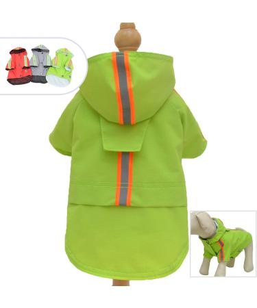 Lovelonglong Fashion Hooded Pet Dog Raincoat - Lightweight Zipper Closure Rain Poncho with Reflective Strip - Green XXXXL (100lbs) - Buy Online on GoSupps.com