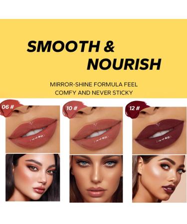 Beauty Glazed 3PCS Juicy Lip Oil Slick Click | Plump Moisturize & Shine | Non-Sticky Vegan Lip Balm (6# 10# 12#) - Lightweight & Pigmented - Buy Online on GoSupps.com