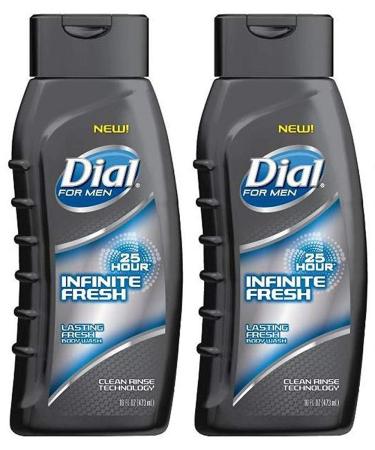 Dial For Men Body Wash - Infinite Fresh - 25 Hour - Net Wt. 16 FL OZ (473 mL) Per Bottle - Pack of 2 Bottles