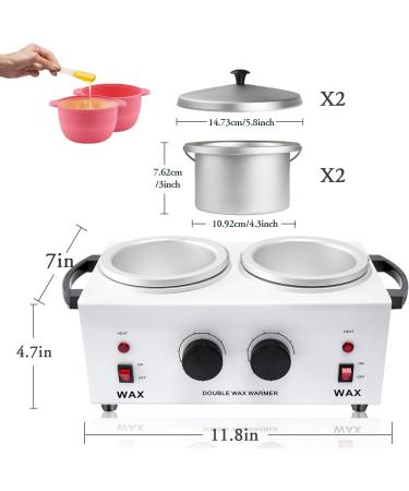 Double Wax Warmer For Hair Removal Waxing Kit For Women & Men Hard Wax Kit Wax Machine For Hair Removal Dual Wax Pot Warmer Professional Adjustable Temp Waxing Kit For Full Body Facial Home Salon (White - Double Pot) - Buy Online on GoSupps.com