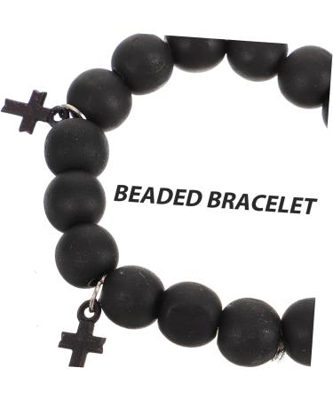Didiseaon Cross Jewelry Gift Cross Bracelets Beaded Bracelets for Men Cross Braclet Charm Bracelet Baptism Gifts 10x10cm Black - Buy Online on GoSupps.com