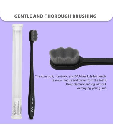 Carecub Black Zigzag Toothbrush - Ultra Soft 10 000 Nano Bristles for Sensitive Teeth & Gum Recession - Manual Operation for Adults - International Shipping Available - Buy Online on GoSupps.com