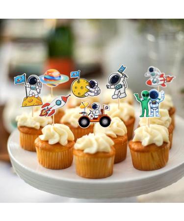Daimay 32PCS Outer Space Cupcake Toppers Spaceship Themed Party Cake Decorations Supplies Rocket Astronaut Cupcake Decoration for Birthday Space Theme Party - Buy Online on GoSupps.com