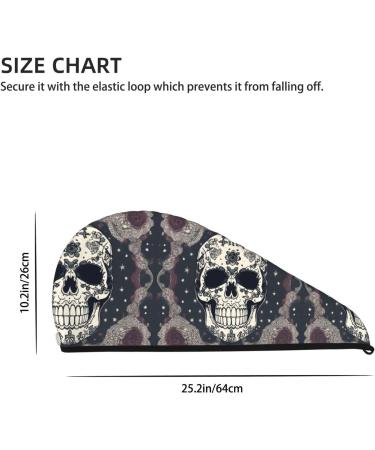 Skull Yoga Floral Coral Velvet Hair Cap - Dry Curly Long & Thick Hair Anti-Frizz Buttons - Buy Online on GoSupps.com