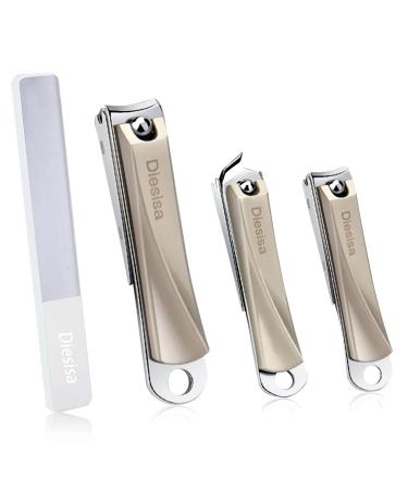 Diesisa Nail Clippers with Catcher No Splash Fingernail Clippers for Women Toenail Clippers for Men for Thick Nails Premium Stainless Nail Cutter Trimmer Cuticle Clippers for Seniors (pearl-4 pack) Pearl White