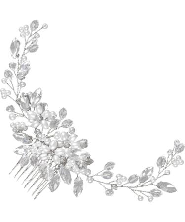 Crystal Pearl Hair Comb Multipurpose Alloy Beautiful Exquisite Elegant Bridal Hair Accessories For Award Ceremony Wedding (Silver) - Buy Online on GoSupps.com