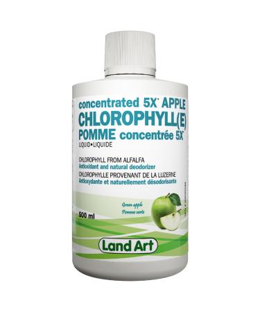 Liquid Chlorophyll Apple 5X Concentrated 500ml Cold Extracted from Non-GMO Alfalfa - Detox - Alkaline - Natural Body Deodorant Antioxidant - Made in Canada