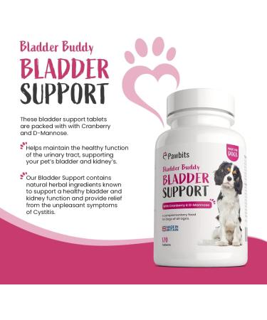 Pawbits 120 Bladder Buddy Support Tablets for Dogs - UTI Treatment with Cranberry & D-Mannose for Kidney & Urinary Health - Buy Online on GoSupps.com
