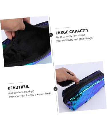 STOBOK 3 pcs Pouch Cosmetic Makeup Style Bag Glitter Lady Pencil Sequined Case Paillette Mermaid Storage 21X7CMx3pcs Green Blackx3pcs - Buy Online on GoSupps.com