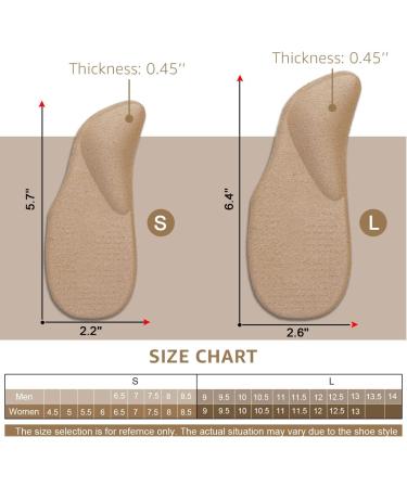 Large 2 Pairs Latte Gel Arch Support Insoles with Heel Cushions for Pressure Relief - Adhesive Pads for Sandals, Flip Flops, Flats, and Dress Shoes - Buy Online on GoSupps.com