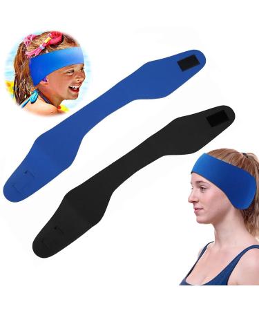 Bukycat 2 pieces swimming adult ear protection headband frontal ligaments for women and men elastic neoprene hair band adults swimming ear (m)