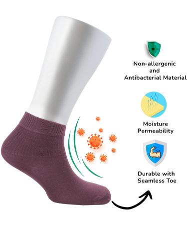 Cosyfeel Women Loose Diabetic Socks | 4-Pack Neuropathy Ankle Socks for Ladies | Super Soft Eco-Friendly Bamboo Material | Durable with Seamless Toe | Multicolour Patterns | 4 Seasons 7-9 1/2 GRAPE NECTAR - Buy Online on GoSupps.com