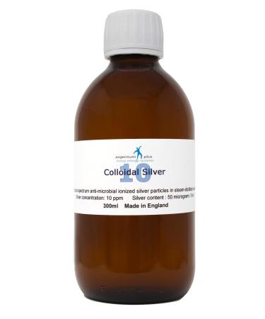 argentum plus - Colloidal Silver 10 ppm - 300 ml - Clear Liquid in Amber Glass Bottle