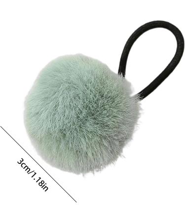 Furry Ball Ponytail Holders - Women's Pompom Colorful Hair Ties - Chic Furry Ball Hair Ties Fashionable Hair Ring Ties for Dating Schools Green - Buy Online on GoSupps.com