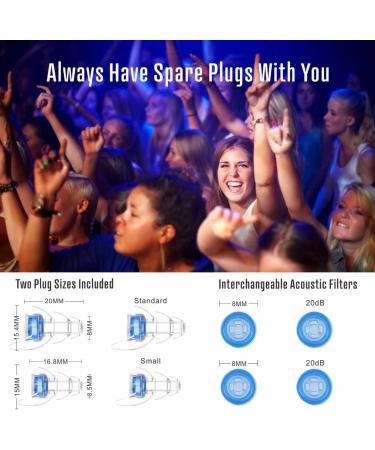 Hearprotek High Fidelity Concert Ear Plugs - Noise Reduction Music Earplugs for Musicians & Events - Blue - Buy Online on GoSupps.com