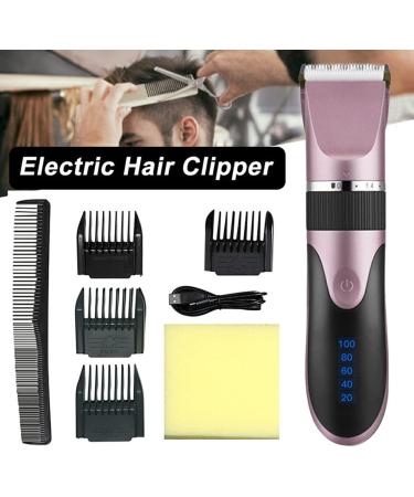 BOKIOESDE Electric Hair Clippers 0.8-2.0mm Rechargeable Barber Man Ceramic Trimmer Low Noise Shaver with Limit Hairbrushes Pink - Buy Online on GoSupps.com