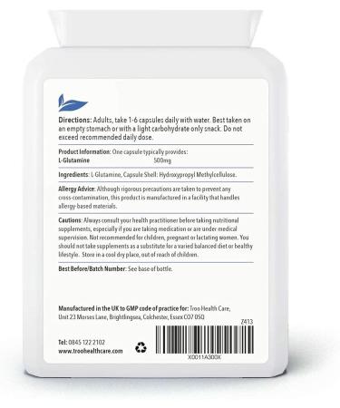 L-Glutamine Supplement 500mg - 90 High Strength Capsules | Targeted Release Amino Acid - Buy Online on GoSupps.com