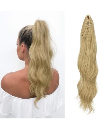 Feshfen ponytail extensions clamp 50 cm hair extensions braid long ponytail hair part clip wavy extensions braid ashblond ponytail hair extension for women