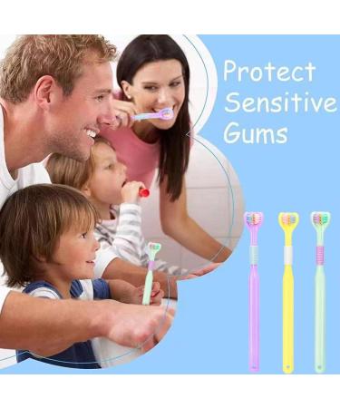 3-Piece Soft Three-Sided Toothbrush Set for Kids & Adults Slipproof Cleaning for Autism (Blue Yellow Green) - Buy Online on GoSupps.com
