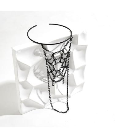 Spider Net Pendant Tassels Black Open Cuff Arm Bangle for Women - Halloween Costume Jewelry - Buy Online on GoSupps.com