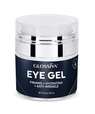 Glossiva Eye Gel  Hyaluronic acid for Wrinkles  Fine Lines  Dark Circles  Puffiness  Under Eye Bags - Hydrating  Firming  Rejuvenates Skin - Advanced Repair Formula 1.7 Fl Oz