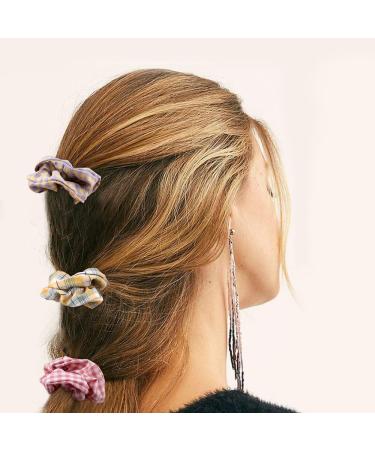 20Pcs AOPRIE Hair Scrunchies Set for Women and Girls - Elegant Stain & Chiffon Hair Accessories in Flower Pink, Blue, White Colors - Buy Online on GoSupps.com