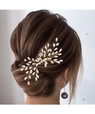 Fairvir Bridal Jewelry - Glittering Silver Rhinestones Wedding Comb & Hair Accessories for Women & Girls (Gold) - Buy Online on GoSupps.com