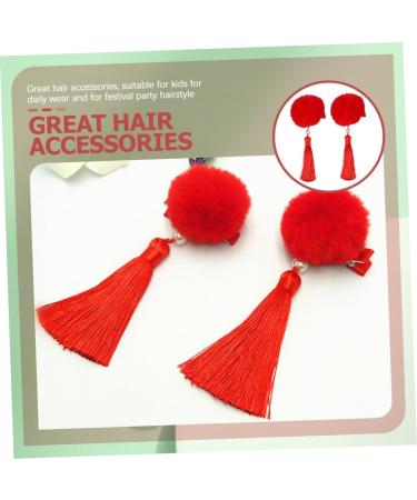 Beavorty 12 Pairs Tassel Hair Ball Hair Clip Girls Barrettes Girls Hair Barrettes Pompom Hair Clips Tassel Hair Accessories Hair Pin Kids Hair Clips for Girls Long Tassel Hair Barrettes Red - Buy Online on GoSupps.com