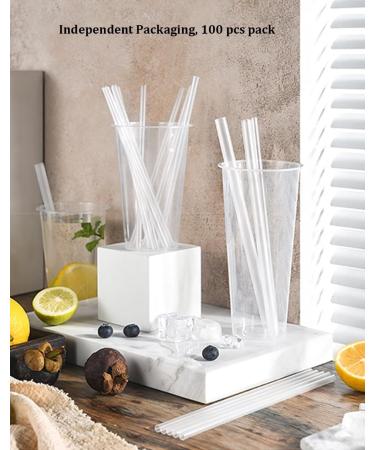 100Pcs/Pack Individually Wrapped Clear Bubble Tea Straws Jumbo Smoothie StrawsPlastic Disposable Wide-mouthed Large Straws (Length 7.5'' Dia 0.4'') - Buy Online on GoSupps.com
