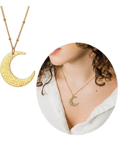 Oralgo Moon Pendant Necklace - Stainless Steel Ayatul Kursi Crescent Choker | Unique Islamic Jewelry Gift - Buy Online on GoSupps.com