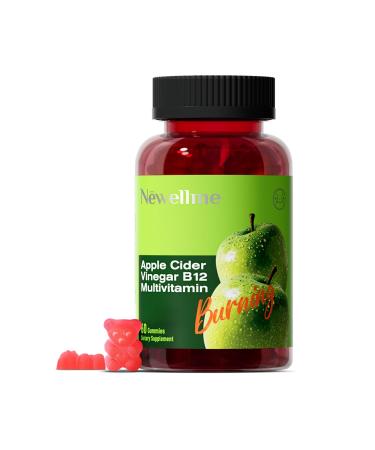 NEWELLME Sugar-Free Apple Cider Vinegar (ACV) Gummies with The Mother & B12 Vegan Organic Vitamin Gummies for Digestion Energy & Metabolism Gluten-Free Multivitamin Support 60 Counts 60 count(pack of 1)