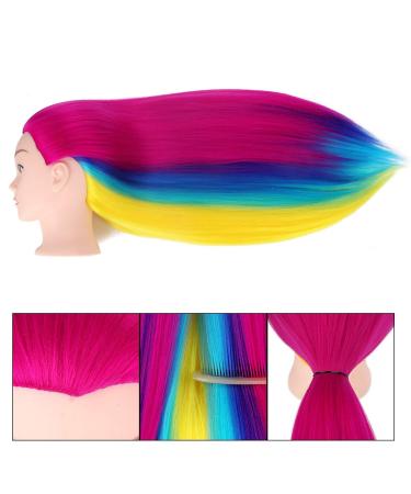 Topdirect 31.5 inch Synthetic Hair Wig Training Head - DIY Hairstyle Set with Holder in Rose Red - Perfect for Hairdressers - Buy Online on GoSupps.com