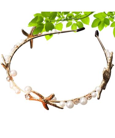Minkissy Sea Star Hair Hoop with Pearl Design - Attractive Alloy Headband for Wedding Headdress - Buy Online on GoSupps.com