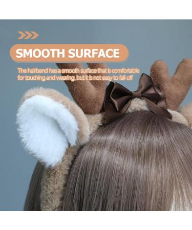 minkissy Deer Ear Headband Christmas BoBo Antlers Headband Plush Reindeer Bow Christmas Hat Cosplay Deer Hair Accessories Hairband Cosplay Christmas Party for Boy Girls - Buy Online on GoSupps.com