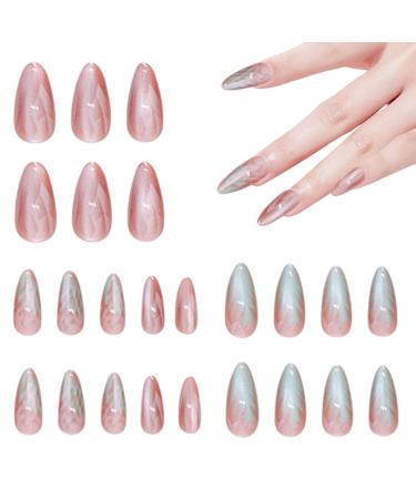 Press On Nails | Ombre Fake Nails | Cat Eye Almond Fake Press On Nails For Girl Salon 12 Sizes