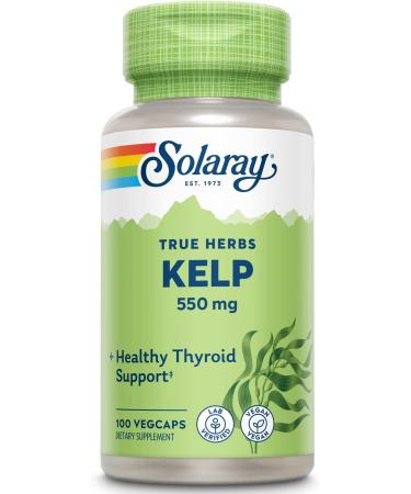 Solaray Kelp 550mg with Folic Acid | Thyroid Support & Energy | Non-GMO | 100 VegCaps - Buy Online on GoSupps.com