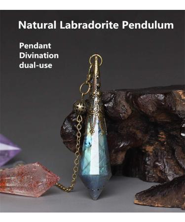 AITELEI Natural Gemstone Labradorite Crystal Pendulum 12 Chakra Healing Therapy Pendant - Buy Online on GoSupps.com